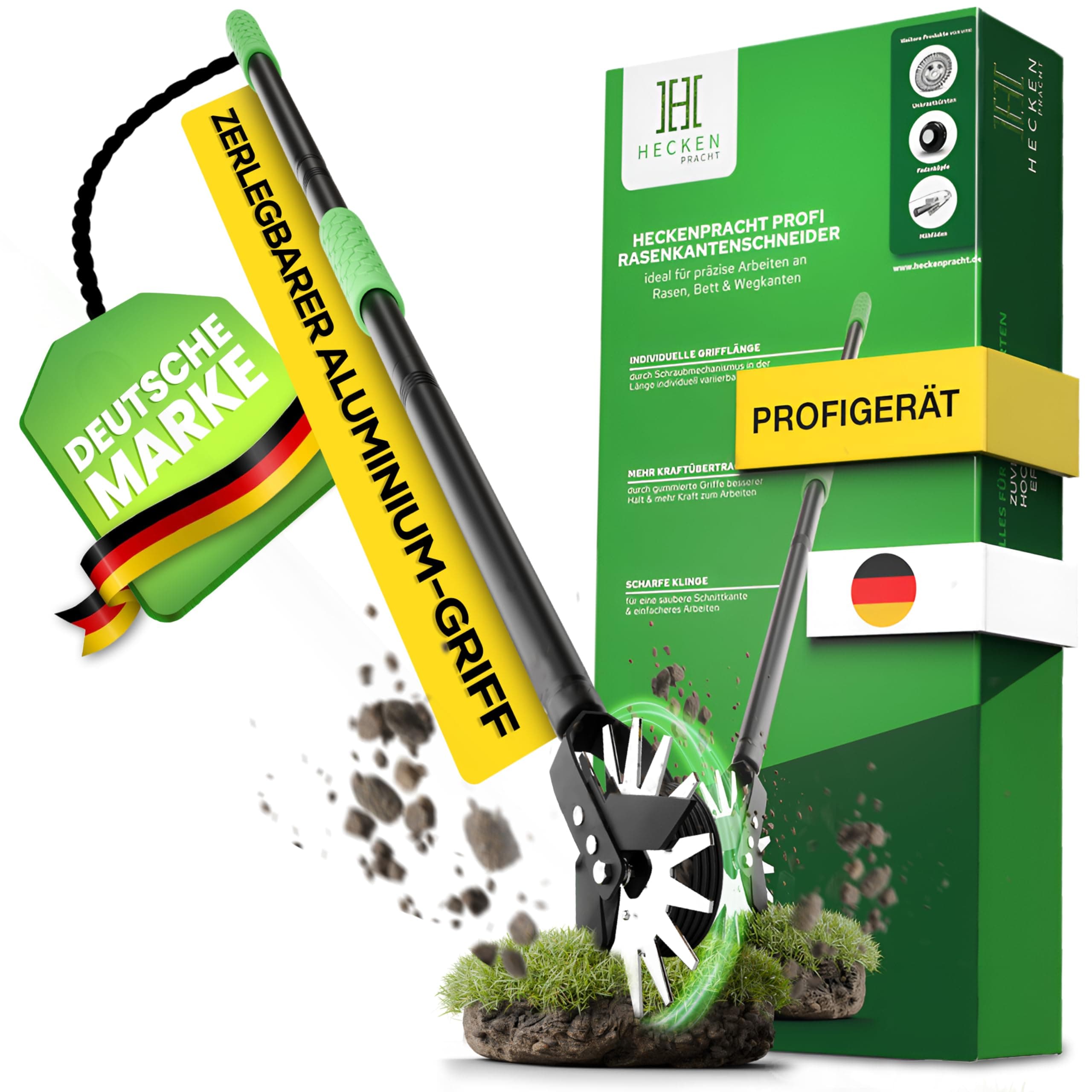 Profi Rasenkantenschneider mit höhenverstellbarem, ergonomischen Stiel | Kantenschneider für Gärten & Parks & perfektes