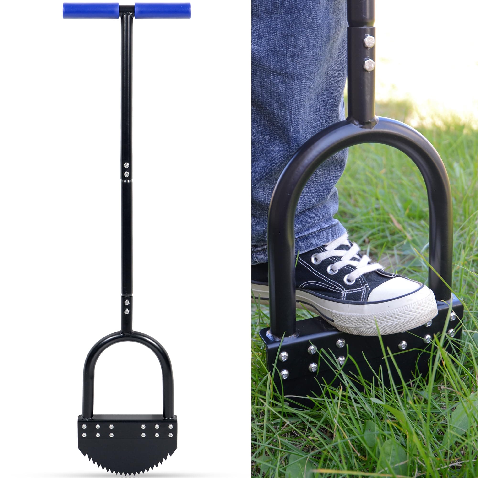 Rasenkantenstecher 104cm Breite Fußplattform Korrosionsgeschützter Halbmond-Kantenschneider für Garten Rasenpflege